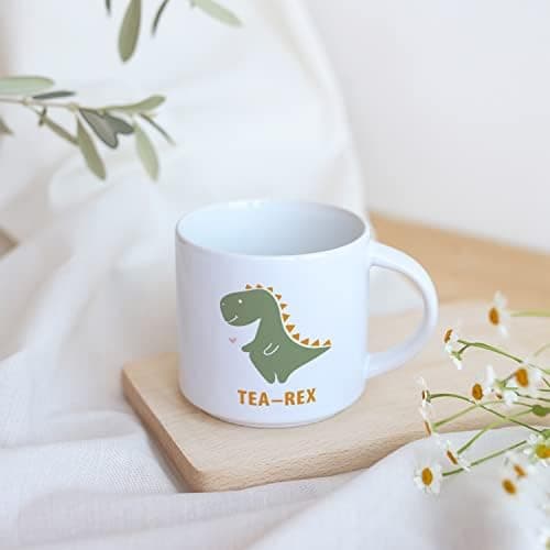 Odernichtoderdoch Tea-Rex Tasse - Keramik Kaffeebecher für Begeisterte - Esszimmer & Büro - Weiße Vase Form, 0,4 L