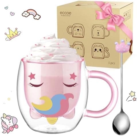 Ecoeod Hund Tasse Doppeltgewandige Gläser für Frauen und Männer 280ml Geburtstag Geschenke Valentinstag