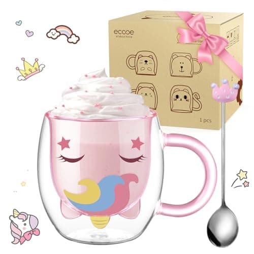 Ecoeod Hund Tasse Doppeltgewandige Gläser für Frauen und Männer 280ml Geburtstag Geschenke Valentinstag