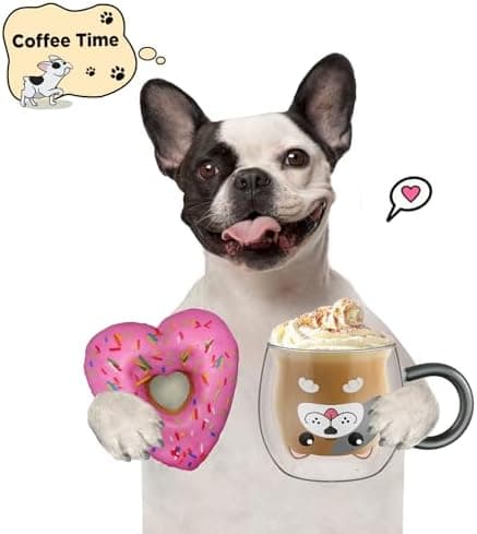 Ecoeod Hund Tasse Doppeltgewandige Gläser für Frauen und Männer 280ml Geburtstag Geschenke Valentinstag
