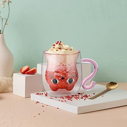 Ecoeod Hund Tasse Doppeltgewandige Gläser für Frauen und Männer 280ml Geburtstag Geschenke Valentinstag