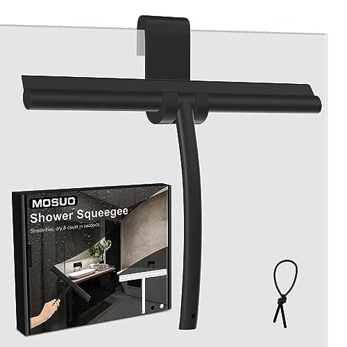 MOSUO Duschabzieher Schwarz - Dusche, Fensterreinigung, Edelstahl-Kern, Silikon, Badezimmer