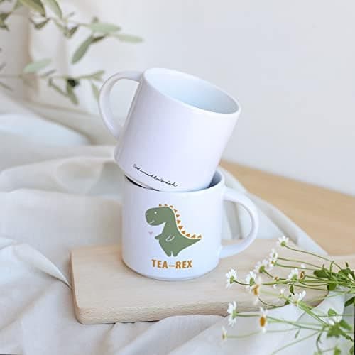 Odernichtoderdoch Tea-Rex Tasse - Keramik Kaffeebecher für Begeisterte - Esszimmer & Büro - Weiße Vase Form, 0,4 L