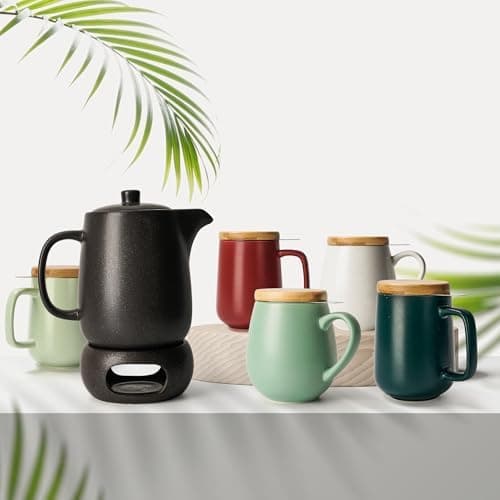 Keramik Teetasse Groß mit Sieb - Teegeschenke - Pastelltürkis
