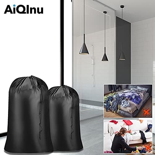 AiQInu Wäschesäcke mit Kordelverschluss für Studenten im Schlafsaal und Reisen, 60 x 85cm Global Recycled Standard