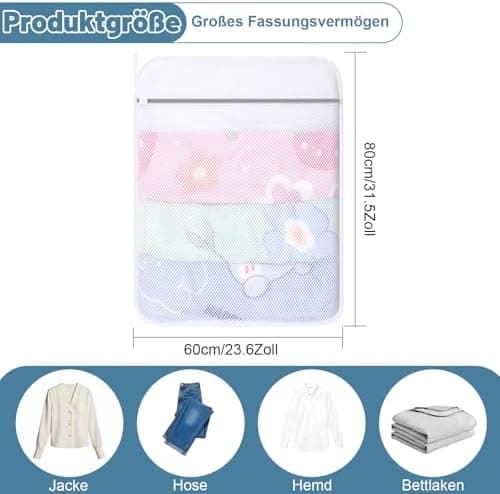3 Stück Wäschesäcke mit Wabenstruktur für Feinwäsche und BH im Format 50 x 60 cm Waschmaschine-Wäschenetz mit Reißversch