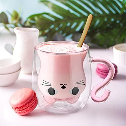 Ecoeod Hund Tasse Doppeltgewandige Gläser für Frauen und Männer 280ml Geburtstag Geschenke Valentinstag