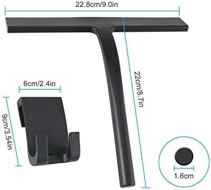 Silikon Duschabzieher mit Edelstahl-Kern für Badezimmer (Black, Small)  
Edelstahl-Kern Silikon Duschabzieher für Spiege