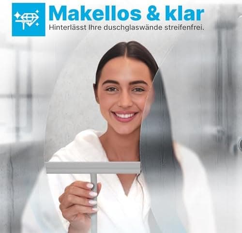 MINISMUS Silikon Duschabzieher – Selbstklebend, Glasabzieher für Duschemöbel, Badewasserabsorber – Magnet-Halterung, Ohn