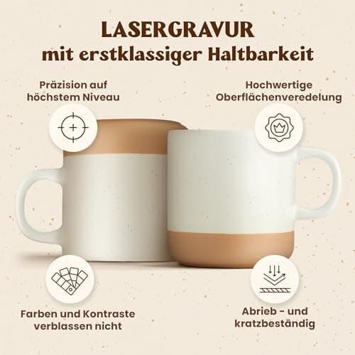 Gravur Tasse mit Namen - Personalisiert - Geschenk für Freundin  
Gravur Tasse mit Namen - Spülmaschinenfest - Blumenmot