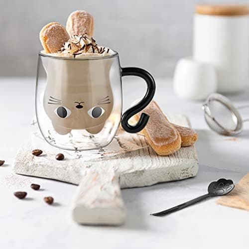 Ecoeod Hund Tasse Doppeltgewandige Gläser für Frauen und Männer 280ml Geburtstag Geschenke Valentinstag