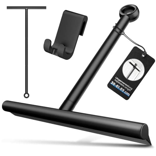 Ecoe Silikon Duschabzieher Schwarz, Abzieher Dusche mit Edelstahlhalterung, für Glas, Spiegel und Fenster, 21cm Breit, H