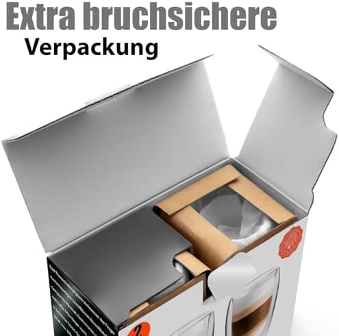 BigDean Doppelwandige Latte Macchiato Gläser 300 ml Geschenkverpackung
| BigDean Teetassen und Kaffeegläser 300 ml dopp