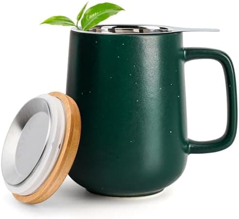 Keramik Teetasse Groß mit Sieb - Teegeschenke - Pastelltürkis