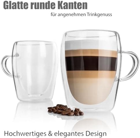BigDean Doppelwandige Latte Macchiato Gläser 300 ml Geschenkverpackung
| BigDean Teetassen und Kaffeegläser 300 ml dopp