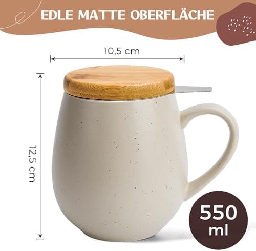 Teetasse mit Sieb XXL - 550 ml - für Tee-Zubereitung bei Bedarf
