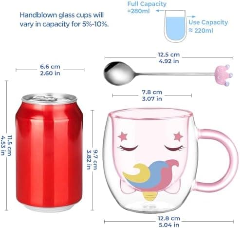 Ecoeod Hund Tasse Doppeltgewandige Gläser für Frauen und Männer 280ml Geburtstag Geschenke Valentinstag