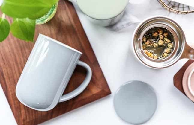 Viva Scandinavia Teetasse Glas Doppelwandig für Thermoglas und Tee-Verfeinerung, mit Edelstahl-Sieb und Bambus-Holz-Deck
