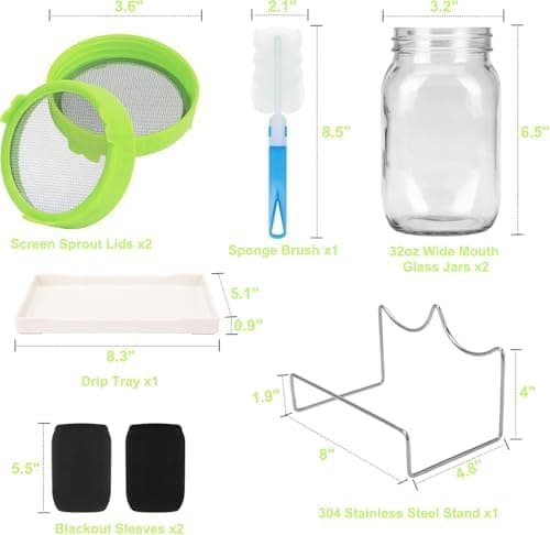 Sprossen Keimglas Set Edelstahl Filtergitter Ständer Microgreens Zucht