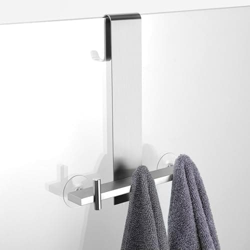 Kegii Duschhaken ohne Bohren - Ideal für Glasstärken von 6-12 mm | Für Handtücher und Duschabzieher | 2er Set Matt Schwa
