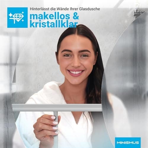 MINISMUS Silikon Duschabzieher – Selbstklebend, Glasabzieher für Duschemöbel, Badewasserabsorber – Magnet-Halterung, Ohn