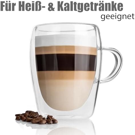 BigDean Doppelwandige Latte Macchiato Gläser 300 ml Geschenkverpackung
| BigDean Teetassen und Kaffeegläser 300 ml dopp