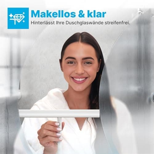 MINISMUS Silikon Duschabzieher – Selbstklebend, Glasabzieher für Duschemöbel, Badewasserabsorber – Magnet-Halterung, Ohn