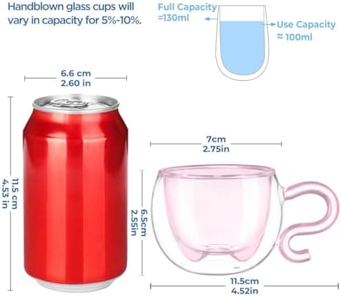 Ecoeod Hund Tasse Doppeltgewandige Gläser für Frauen und Männer 280ml Geburtstag Geschenke Valentinstag