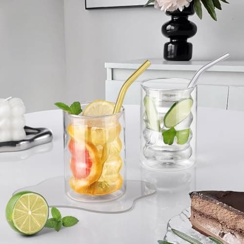 Ecoe Doppelwandige Kaffeegläser 350ml für Cappuccino und Tee, Borosilikatglas, Eis und Milch zu Hause und im Büro