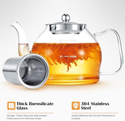 STNTUS 120ml Glaskanne mit Sieb - Ideal für Teeliebhaber im Zuhause und im Büro - Hitzebeständiger Teespender aus Boros