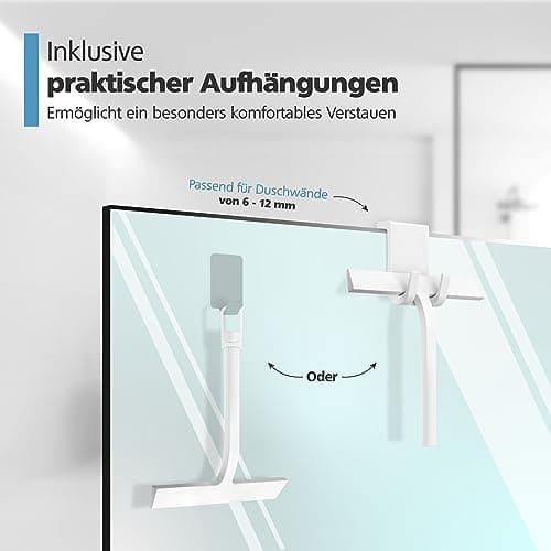 Duschabzieher Silikon Weiß 23 cm - Scheibenabzieher für Duschkabinen - Flüssigkeiten rückstandslos entfernt
| Duschabzi