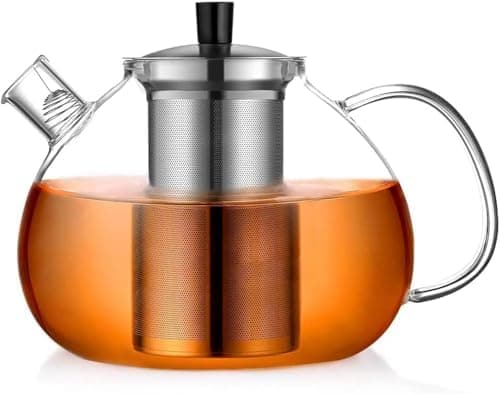 Ecooe Original 1500ml Bronzeschiefer Glass Tea Kettle Borosilicate Glass Tea Infuser with Removable 18/8 Stainless Steel
