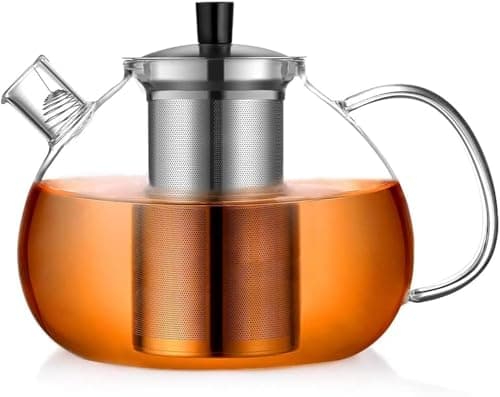 Ecooe Original 1500ml Bronzeschiefer Glass Tea Kettle Borosilicate Glass Tea Infuser with Removable 18/8 Stainless Steel