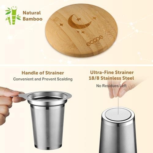 Ecoe Teetasse mit Deckel und Sieb - 600 ml Keramik, Weiß, Große Teetasse mit Sieb und Deckel, Pärchen Geschenke - Weihna