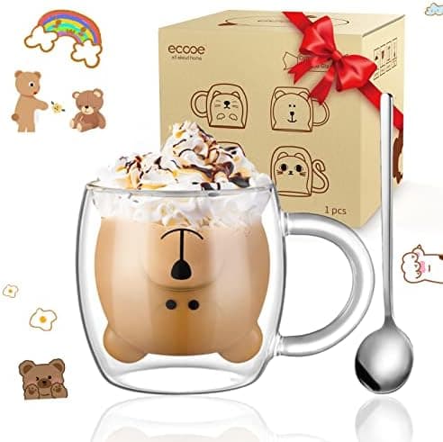 Ecoeod Hund Tasse Doppeltgewandige Gläser für Frauen und Männer 280ml Geburtstag Geschenke Valentinstag
