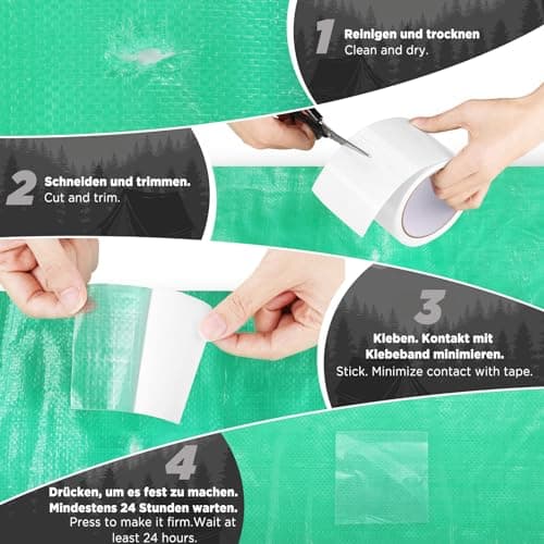 EcoOE PE Planenband Reparaturklebeband 5M x 8CM Wasserabweisend für Zelte Sonnenschirme Pavillon Plane lkw Abdeckplanen