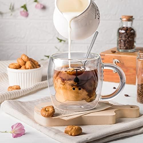 Ecoeod Hund Tasse Doppeltgewandige Gläser für Frauen und Männer 280ml Geburtstag Geschenke Valentinstag