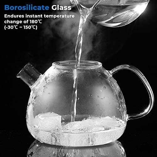 Ecooe Original 1500ml Bronzeschiefer Glass Tea Kettle Borosilicate Glass Tea Infuser with Removable 18/8 Stainless Steel
