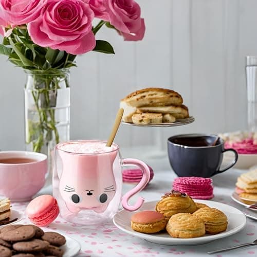Ecoeod Hund Tasse Doppeltgewandige Gläser für Frauen und Männer 280ml Geburtstag Geschenke Valentinstag