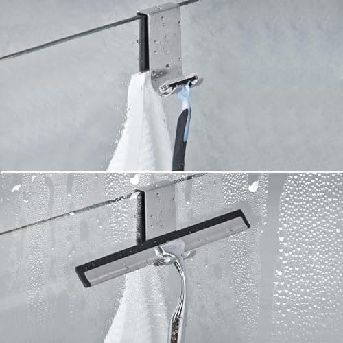 2er Duschhaken ohne Bohren | Glaswand Handtuchhalter | mit gepolstertem Schutz | für 5-10 mm Glasstärke | ohne Bohrenins