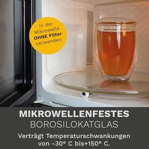 Creano Teeglas all in one 400ml - Große Teetasse mit Edelstahlsieb und Glasdeckel für echten Geschmack (1x 400ml)  
Crea