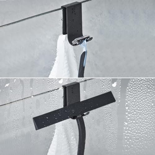 2er Duschhaken ohne Bohren | Glaswand Handtuchhalter | mit gepolstertem Schutz | für 5-10 mm Glasstärke | ohne Bohrenins
