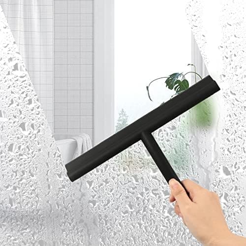 MOSUO Duschabzieher Schwarz - Dusche, Fensterreinigung, Edelstahl-Kern, Silikon, Badezimmer