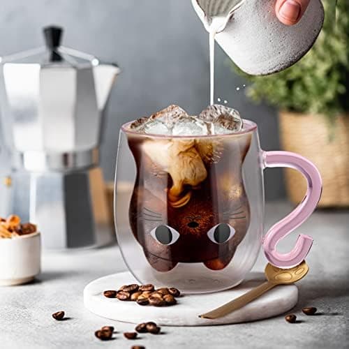 Ecoeod Hund Tasse Doppeltgewandige Gläser für Frauen und Männer 280ml Geburtstag Geschenke Valentinstag