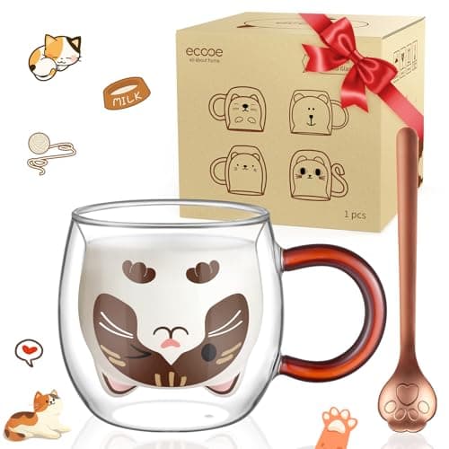 Ecoeod Hund Tasse Doppeltgewandige Gläser für Frauen und Männer 280ml Geburtstag Geschenke Valentinstag