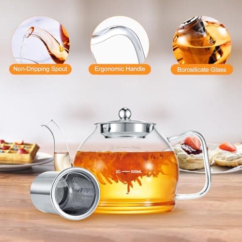 STNTUS 120ml Glaskanne mit Sieb - Ideal für Teeliebhaber im Zuhause und im Büro - Hitzebeständiger Teespender aus Boros