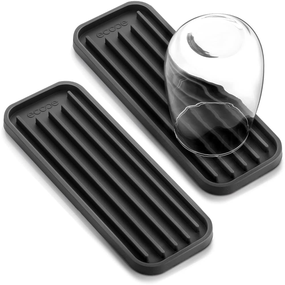 Ecooe 2 Stück Silikon Abtropfmatte Platzsparende Trocknungsfach für Gläser und Flaschen Speisetafel Spülmaschinenfest 21