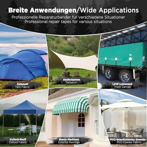 EcoOE PE Planenband Reparaturklebeband 5M x 8CM Wasserabweisend für Zelte Sonnenschirme Pavillon Plane lkw Abdeckplanen