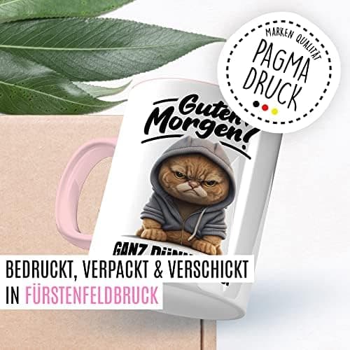Lustige Katzen-Tasse Morgenmuffel Humor Geschenk für Verschlafene Kaffeebecher (Weiß & Schwarz)  
Geschmackvolle Witze K