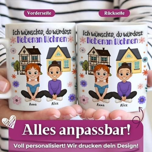 Personalisierte Tasse für beste Freundinnen - Geschenk für Bffs - Nebenan wohnen